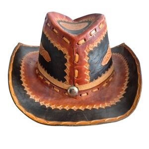 Leather Mexican Hat Hand Crafted/ Tooled